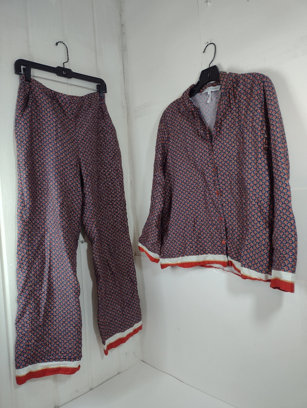 Laurence Tavernier Printed Two-Piece Lounge Set in Navy, Red & Cream